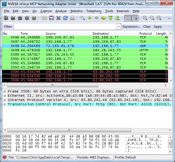 Wireshark boje